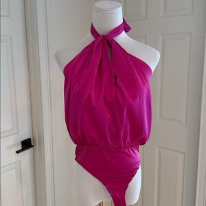 Blue Blush Fuchsia Halter Bodysuit